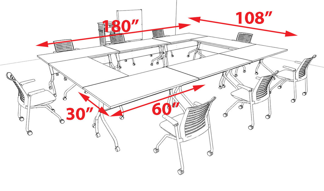 8pcs O Shape 15' Feet Nesting Training / Conference Table, #OT-SUL-T35-B