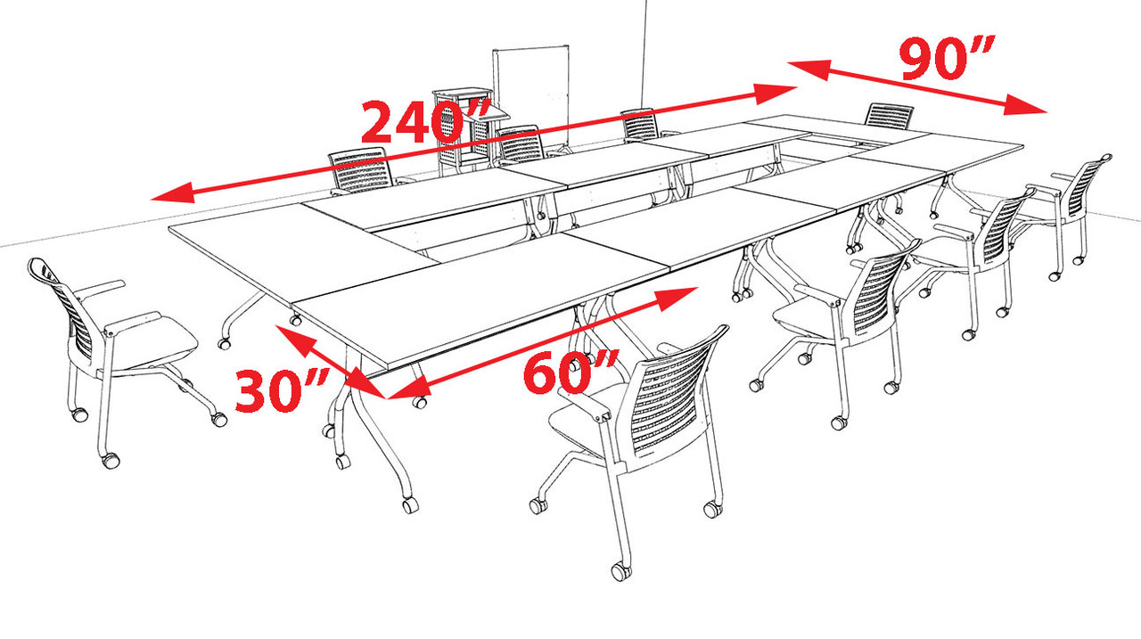 9pcs O Shape 20' Feet Nesting Training / Conference Table, #OT-SUL-T37-B