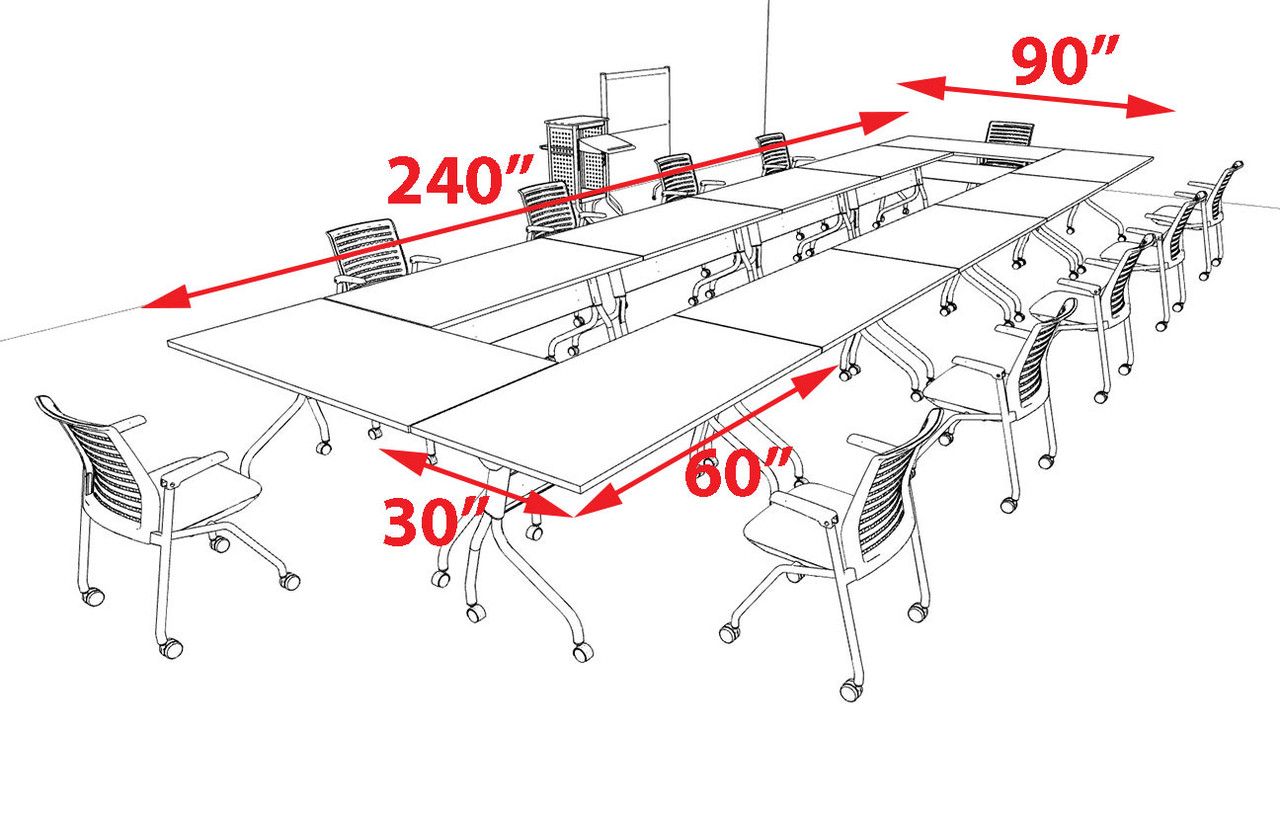 11pcs O Shape 20' Feet Nesting Training / Conference Table, #OT-SUL-T47-B