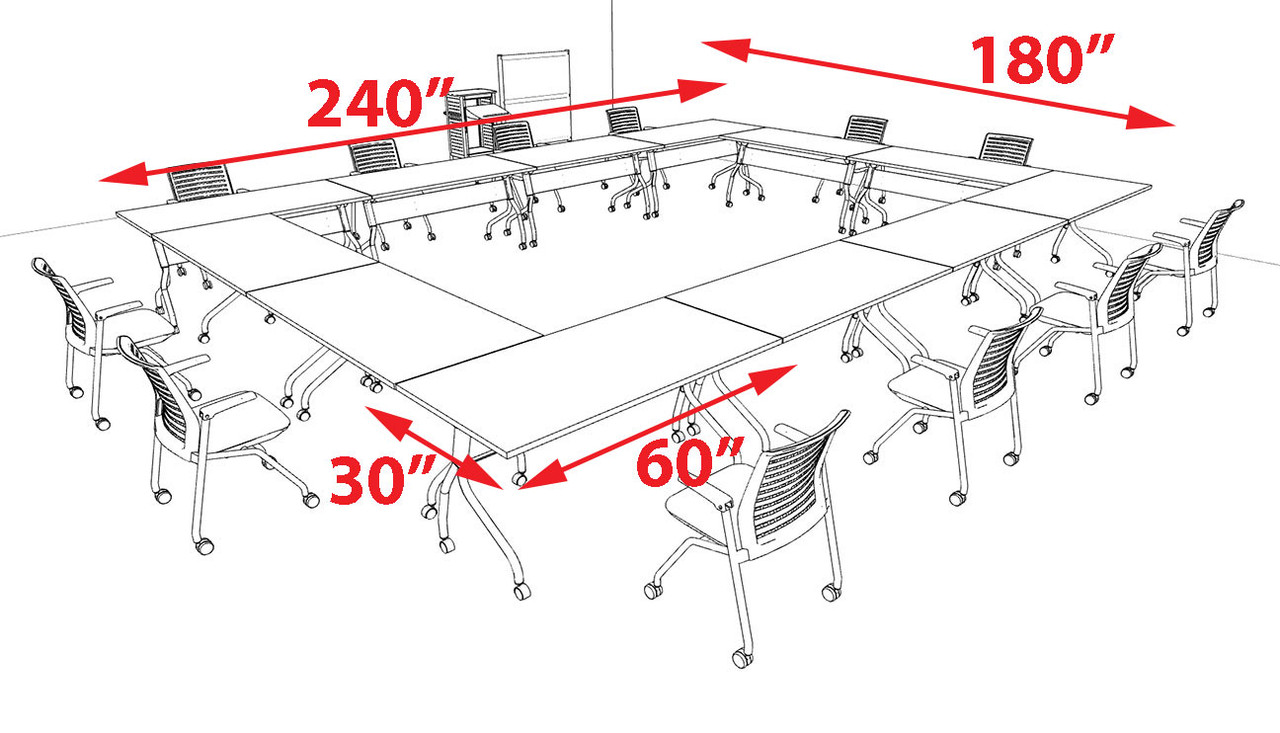 12pcs O Shape 20' Feet Nesting Training / Conference Table, #OT-SUL-T51-B