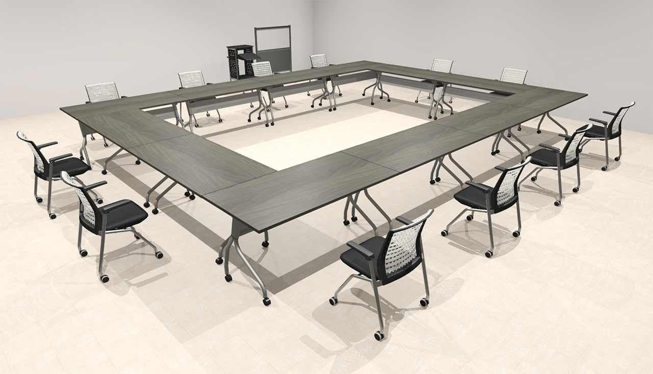 12pcs O Shape 20' Feet Nesting Training / Conference Table, #OT-SUL-T55-B