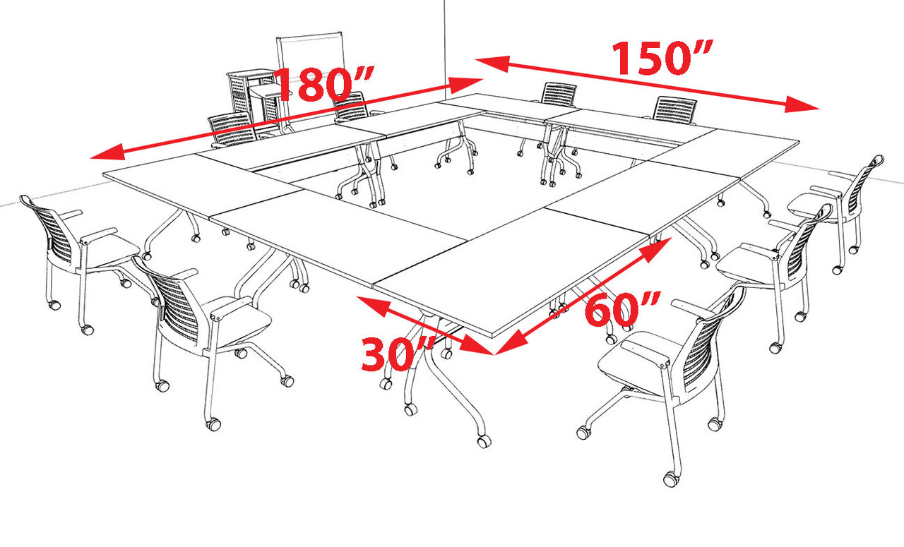 9pcs O Shape 1.5' Feet Nesting Training / Conference Table, #OT-SUL-T39-C