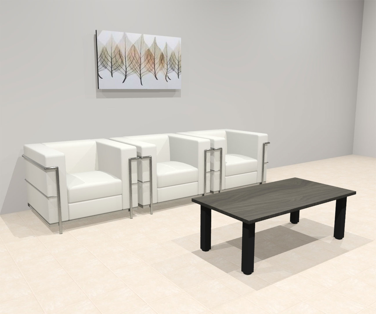 3pcs 3 Person Modern Office LeatherSoft CHAIR Set, #UF-REG-CW2-A