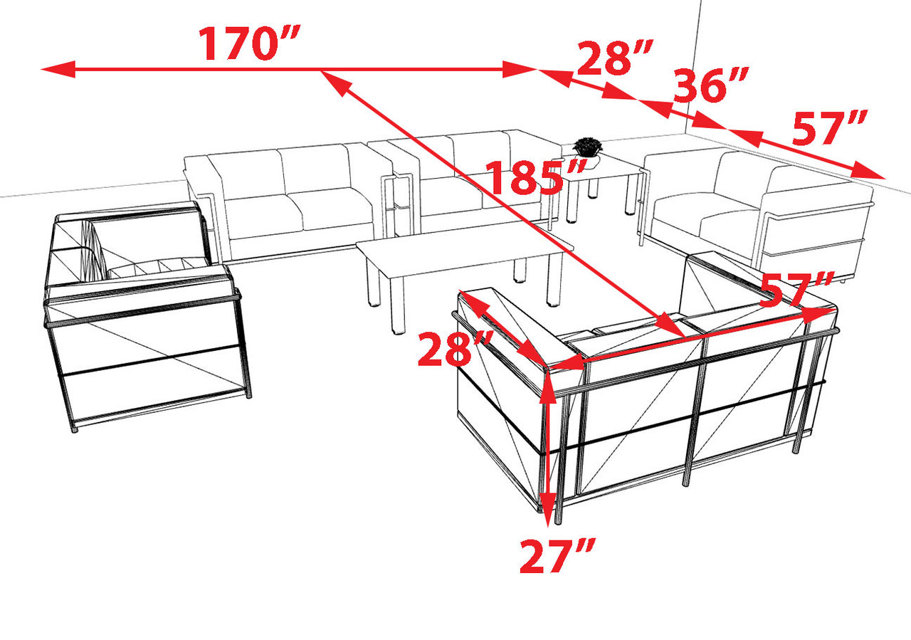 5pcs 10 Person Modern Office LeatherSoft LOVE Set, #UF-REG-LF5-A