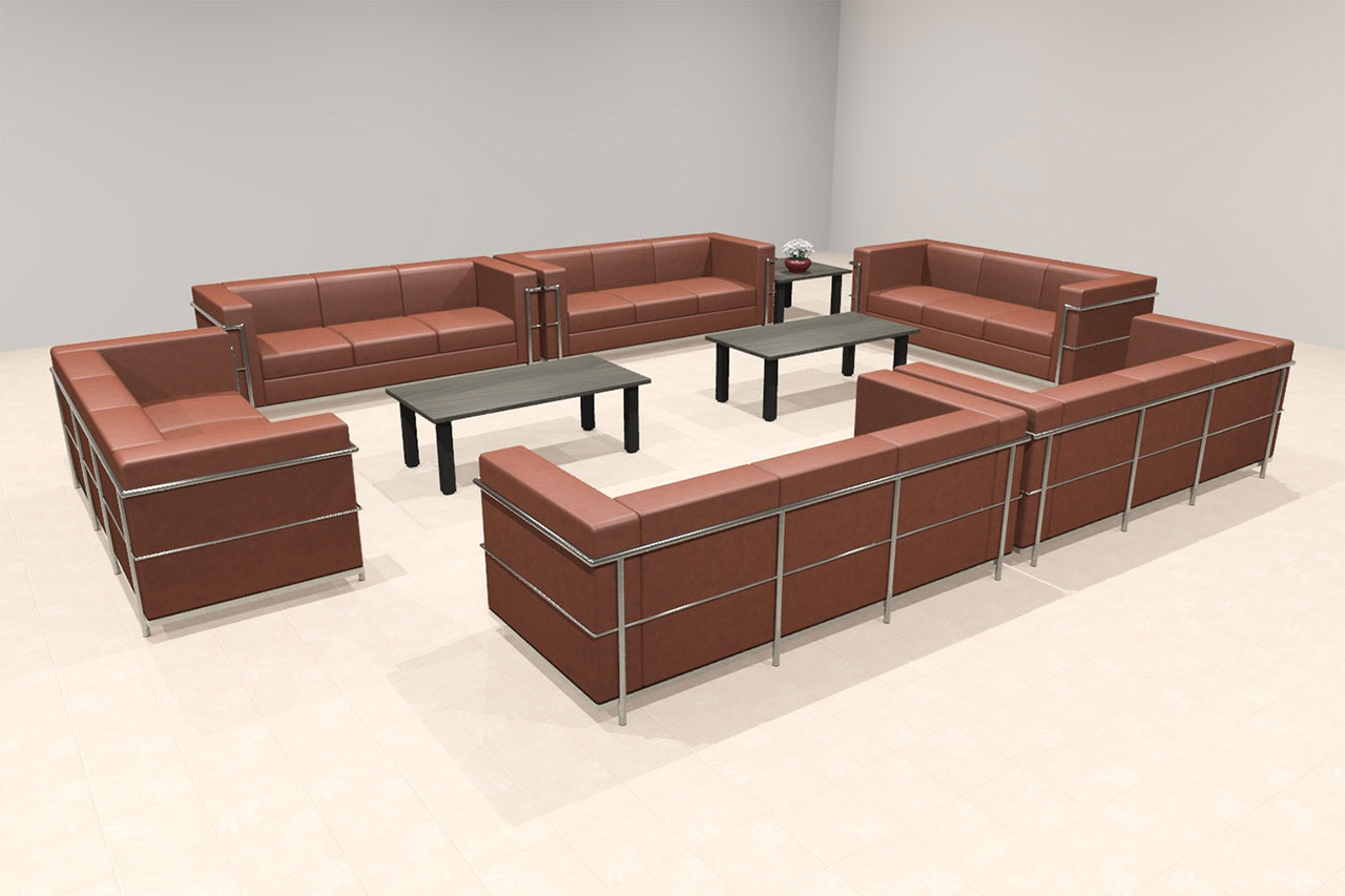 6pcs 18 Person Modern Office LeatherSoft SOFA Set, #UF-REG-SF6-B