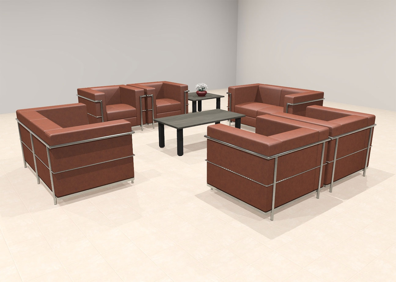 6pcs 8 Person Modern Office LeatherSoft CHAIR + LOVE Set, #UF-REG-CLF4-B