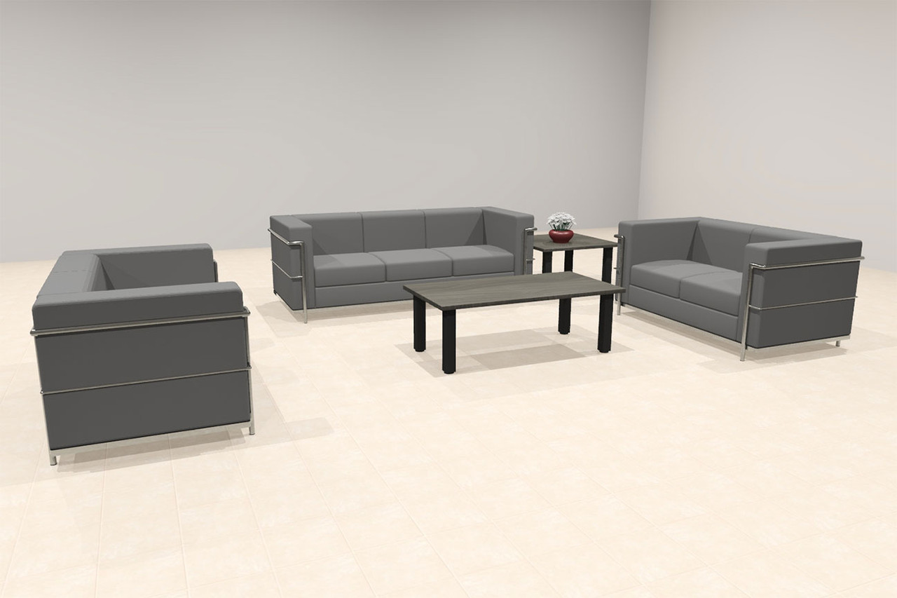 3pcs 7 Person Modern Office LeatherSoft LOVE + SOFA Set, #UF-REG-LSF2-C