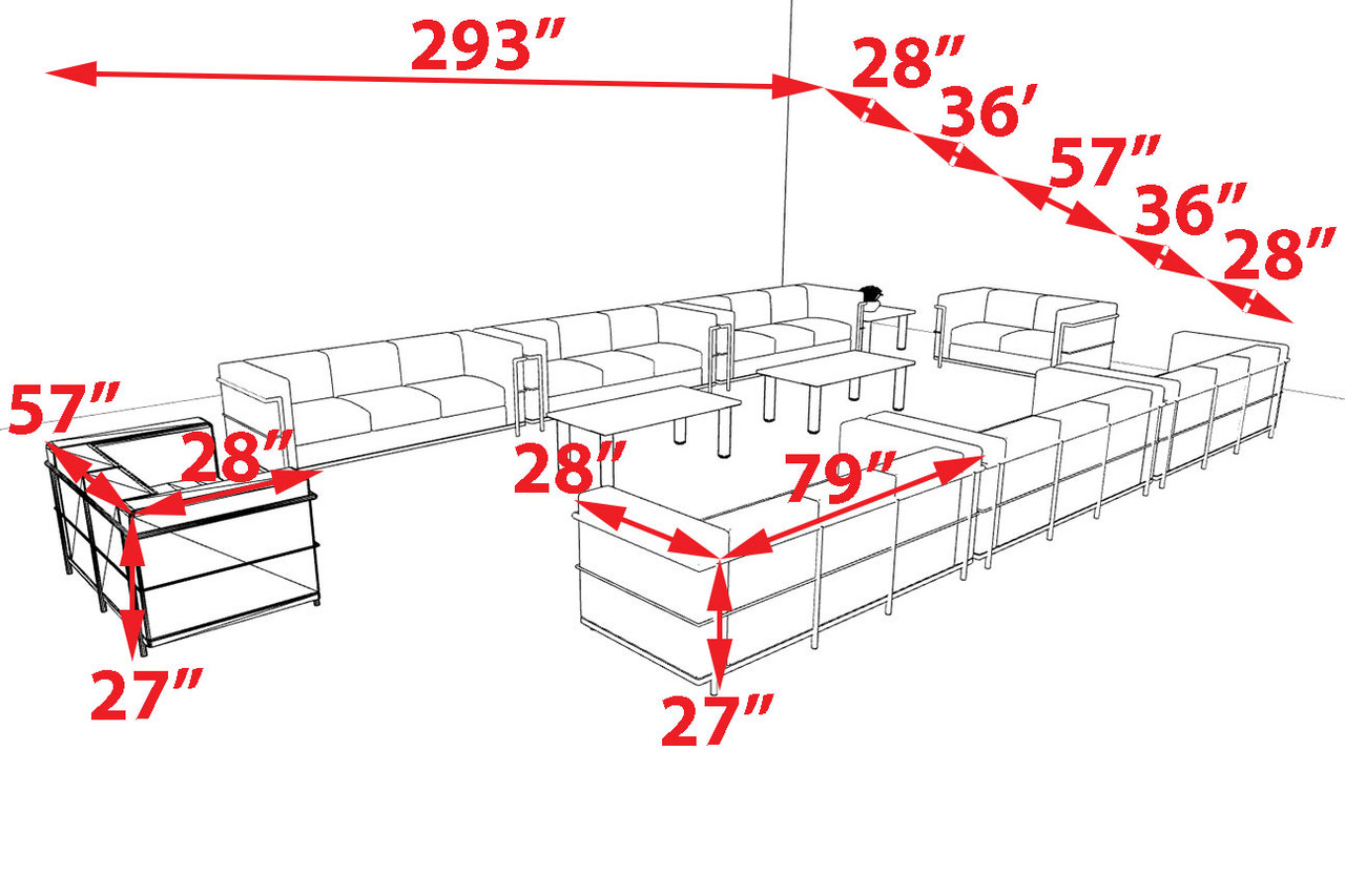 8pcs 22 Person Modern Office LeatherSoft LOVE + SOFA Set, #UF-REG-LSF7-C