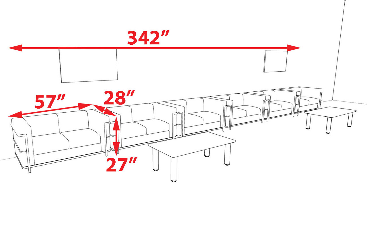 6pcs 12 Person Modern Office LeatherSoft LOVE Set, #UF-REG-LW6-D