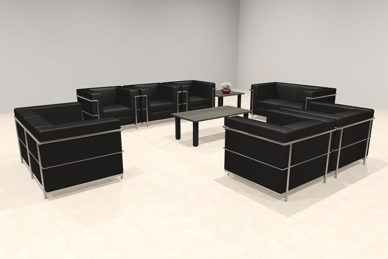 7pcs 9 Person Modern Office LeatherSoft CHAIR + LOVE Set, #UF-REG-CLF5-D