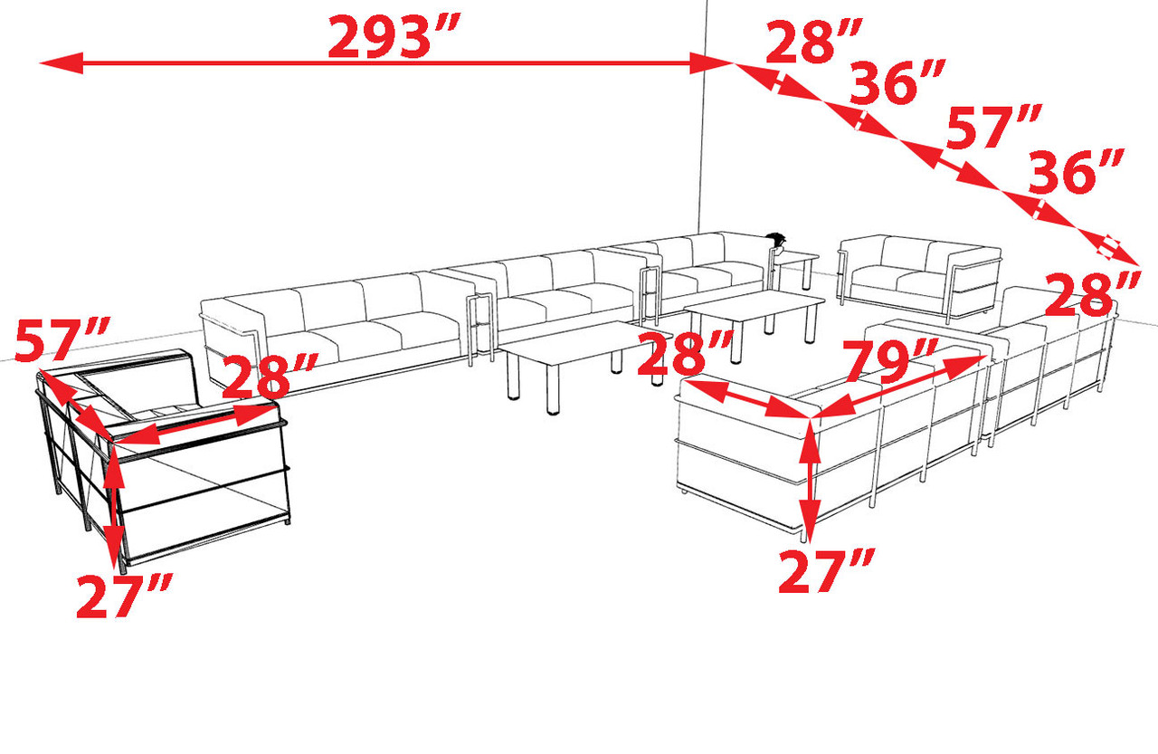 7pcs 19 Person Modern Office LeatherSoft LOVE + SOFA Set, #UF-REG-LSF6-D