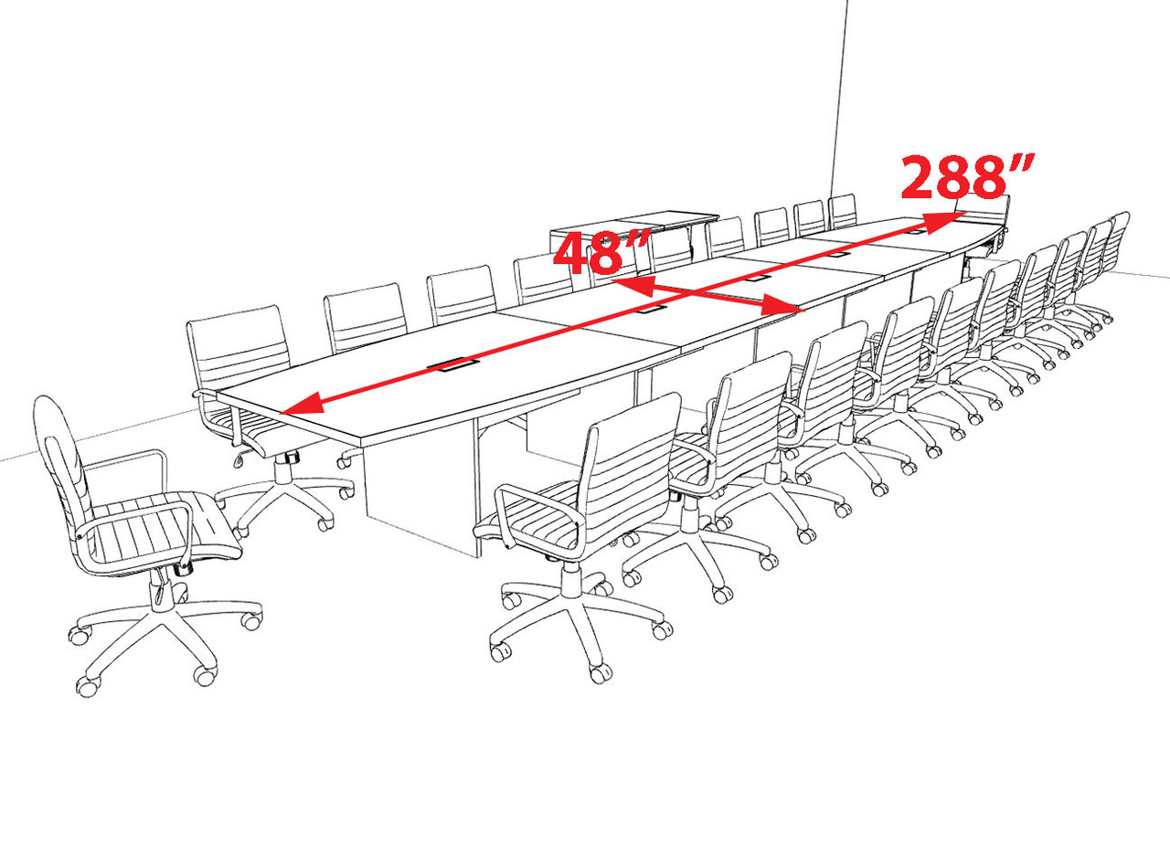 Modern Boat Shaped 24' Feet Conference Table, #OF-CON-C162