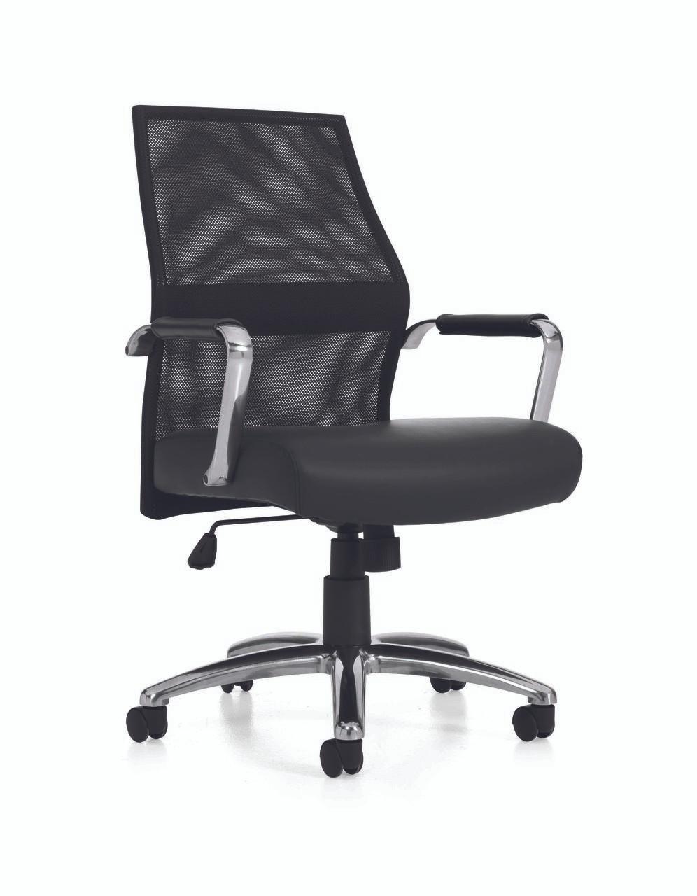 Hi Mesh Back Black Luxhide  Cushion Office Chair, #OT-037