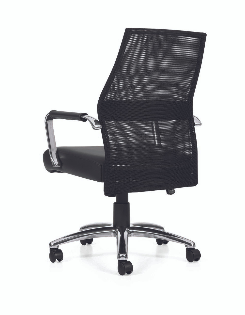 Hi Mesh Back Black Luxhide  Cushion Office Chair, #OT-037