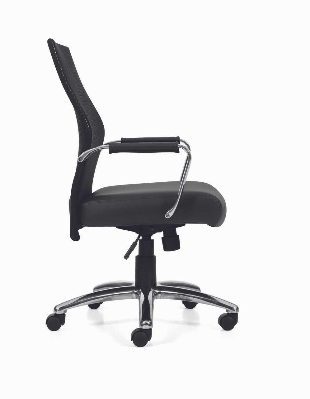 Hi Mesh Back Black Luxhide  Cushion Office Chair, #OT-037