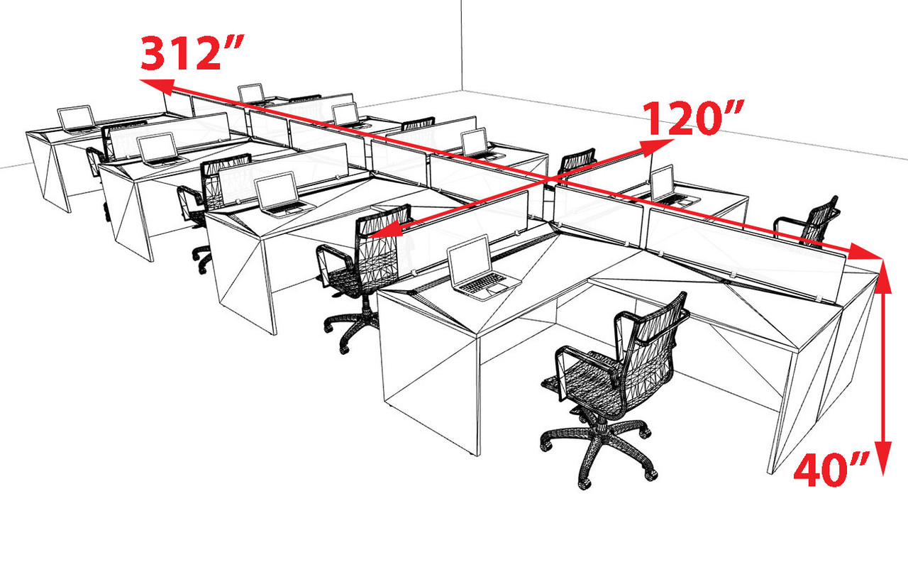 8 Person Modern Divider Office Workstation Desk Set, #OT-SUL-FP82