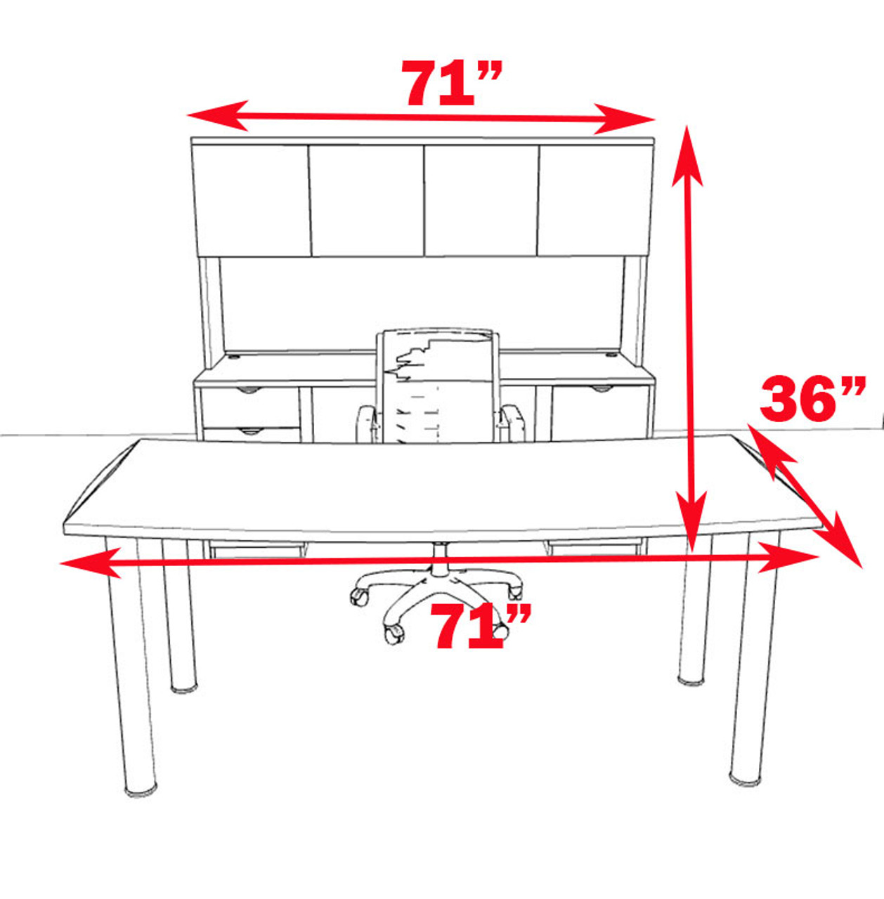 5pc Modern Contemporary Executive Office Desk Set, #OF-CON-D4