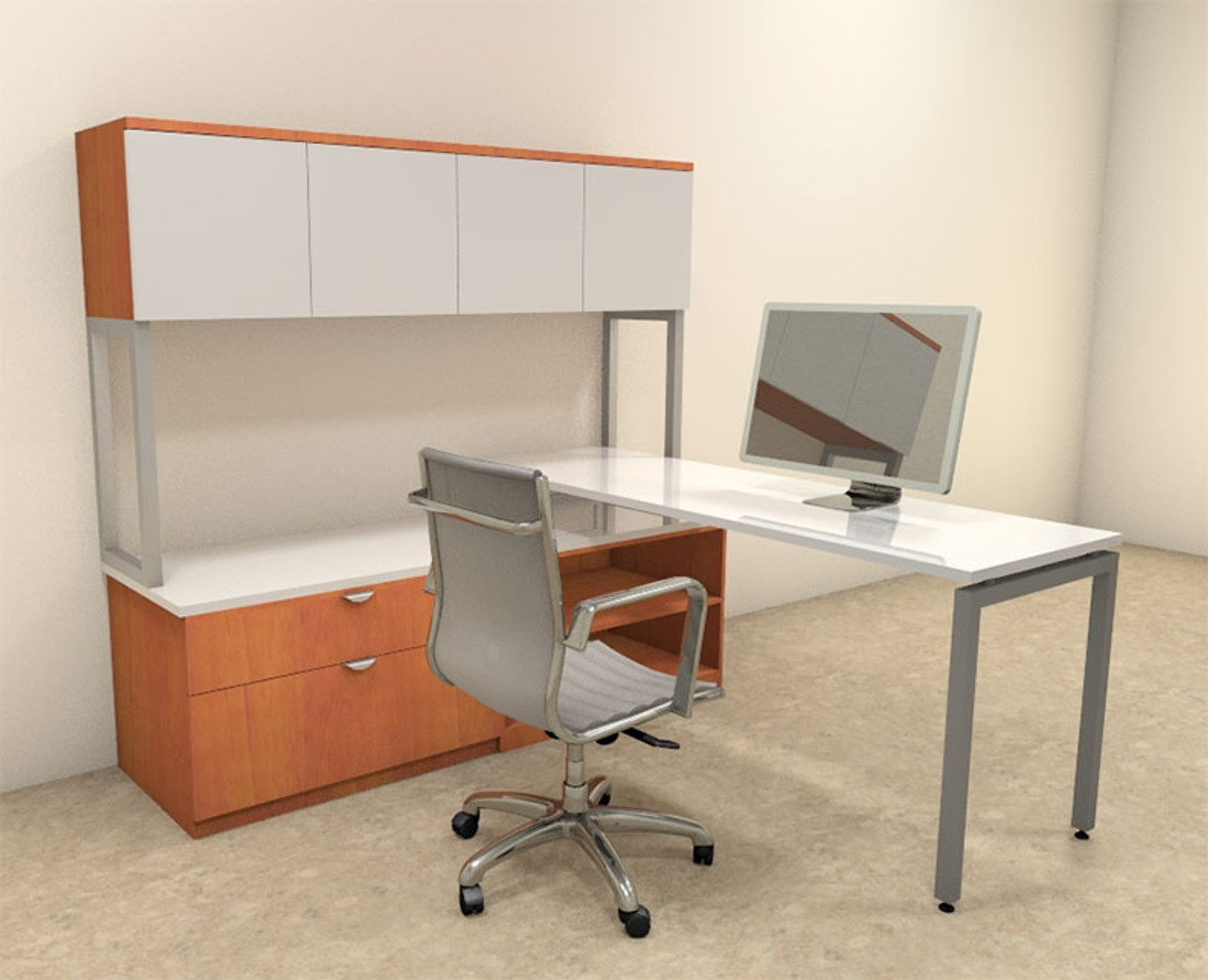 3pc L Shaped Modern Contemporary Executive Office Desk Set, #OF-CON-L41