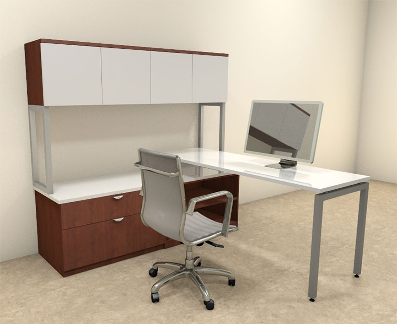 3pc L Shaped Modern Contemporary Executive Office Desk Set, #OF-CON-L42