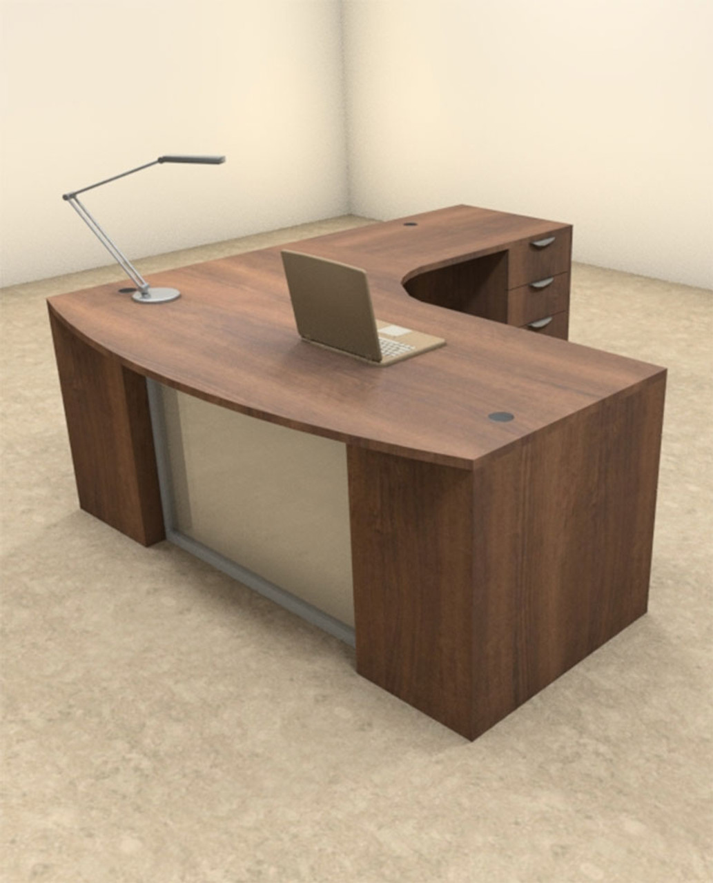 3pc L Shaped Modern Contemporary Executive Office Desk Set, #OF-CON-L59