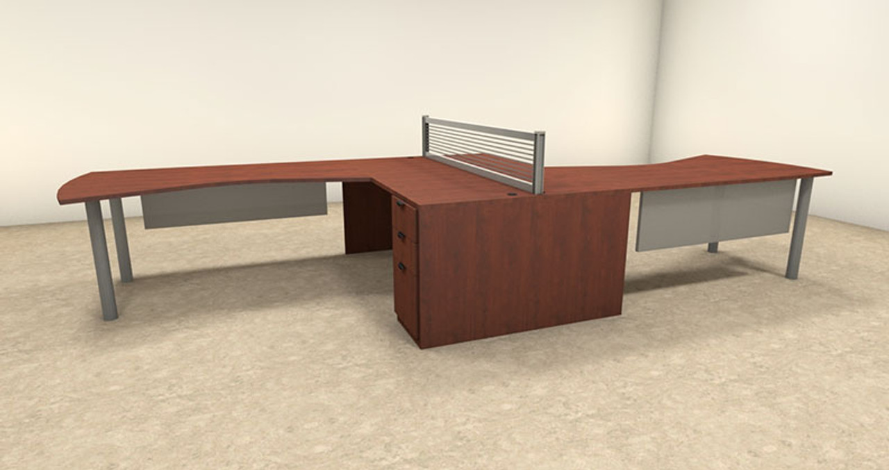 6pc L Shaped Modern Contemporary Executive Office Desk Set, #OF-CON-L7