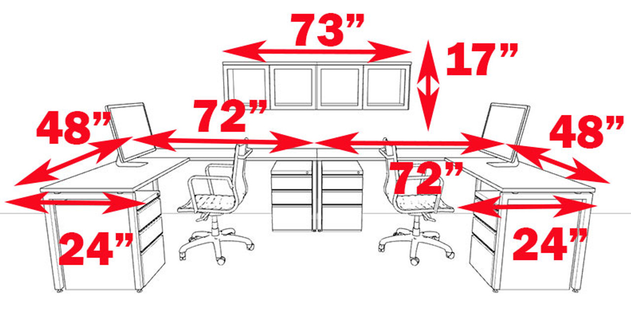 Two Persons Modern Executive Office Workstation Desk Set, #OF-CON-S17