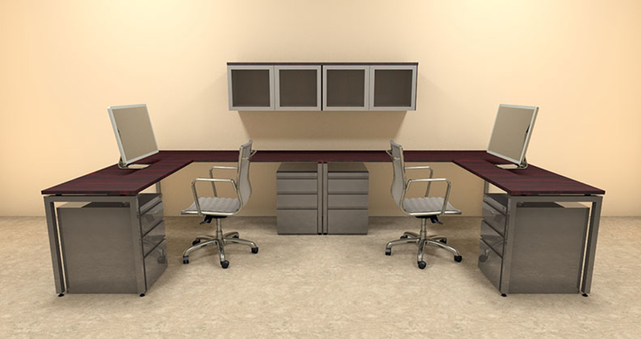 Two Persons Modern Executive Office Workstation Desk Set, #OF-CON-S18