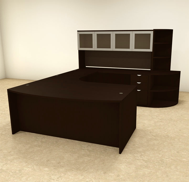  6pc U Shaped Modern Contemporary Executive Office Desk Set, #OF-CON-U15