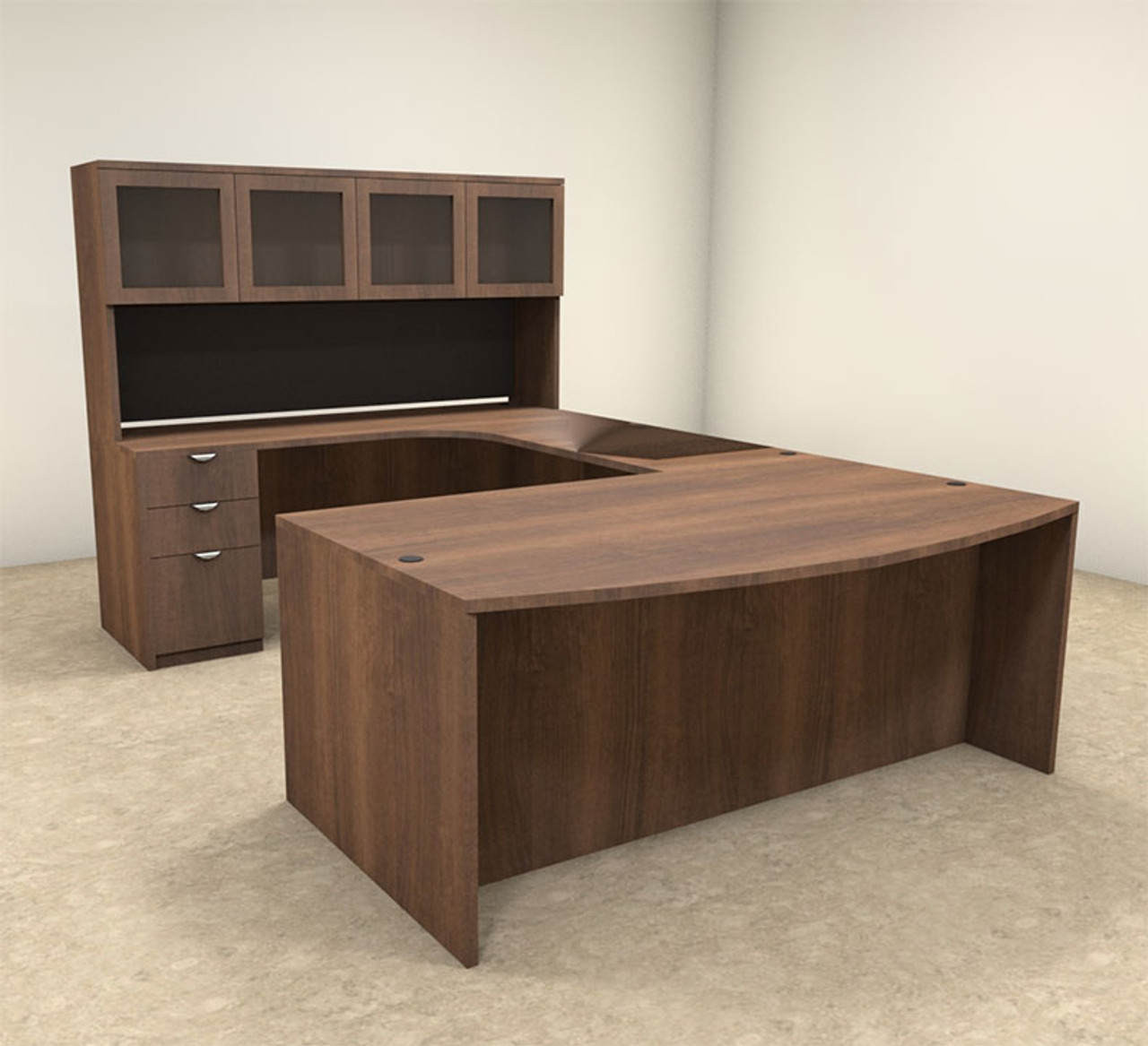 5pc U Shaped Modern Contemporary Executive Office Desk Set, #OF-CON-U4