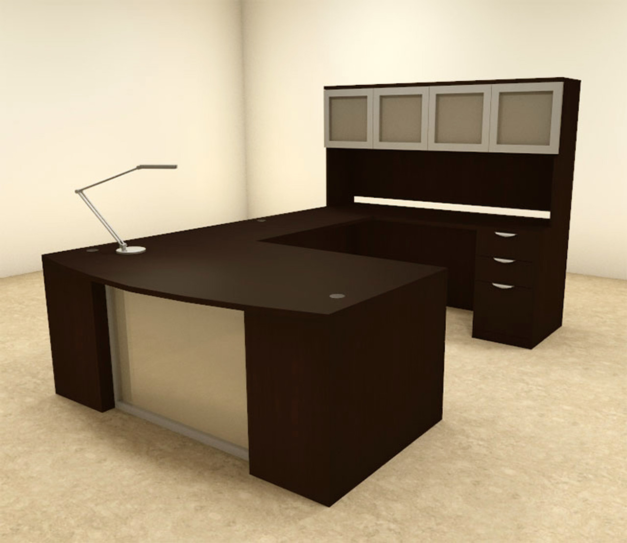 6pc U Shaped Modern Contemporary Executive Office Desk Set, #OF-CON-U60