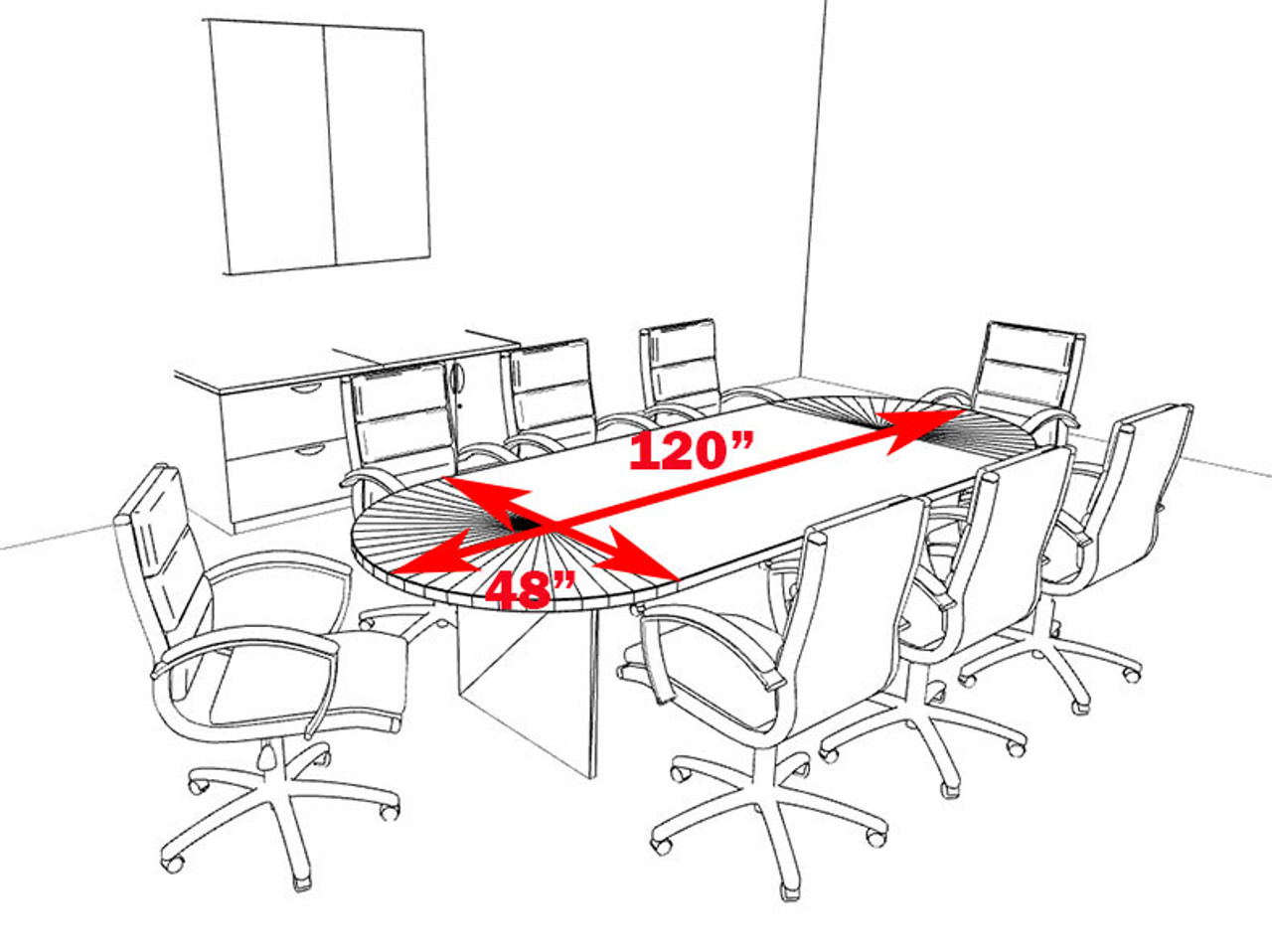 Modern Racetrack 10' Feet Conference Table, #OT-SUL-C11