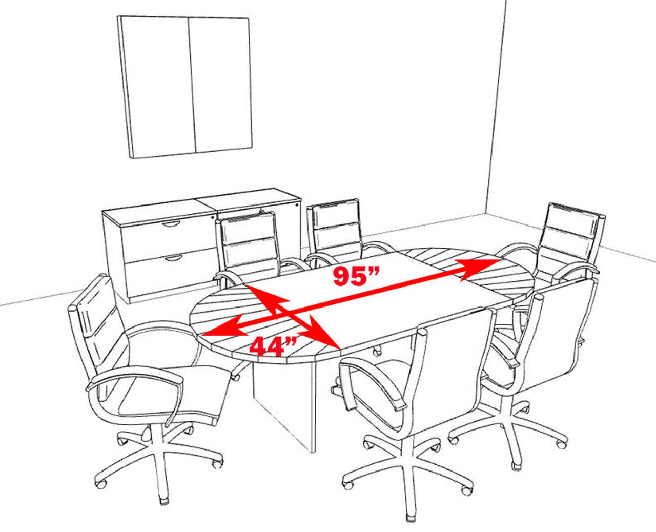 Modern Racetrack 8' Feet Conference Table, #OT-SUL-C6