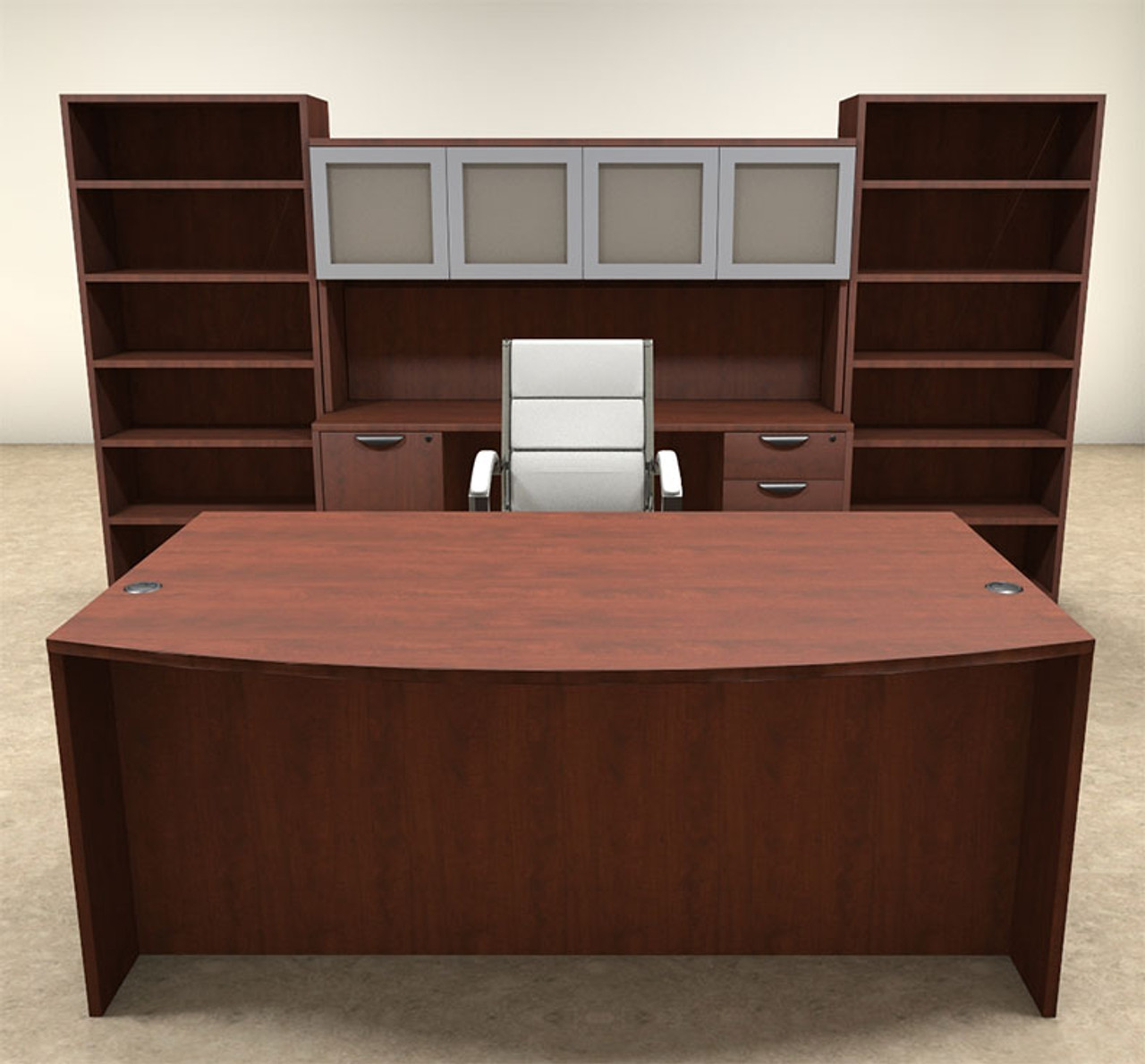 8pc Fan Front Modern Executive Office Desk Set, #OT-SUL-D18