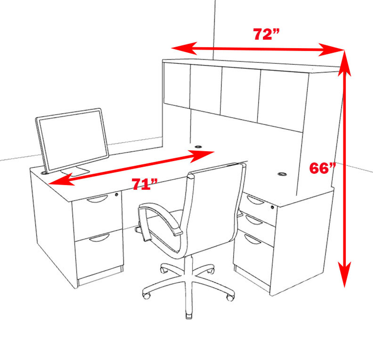 5pc L Shaped Modern Executive Office Desk, #OT-SUL-L10