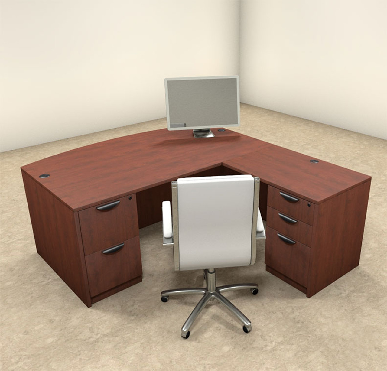 4pc L Shaped Modern Executive Office Desk, #OT-SUL-L2