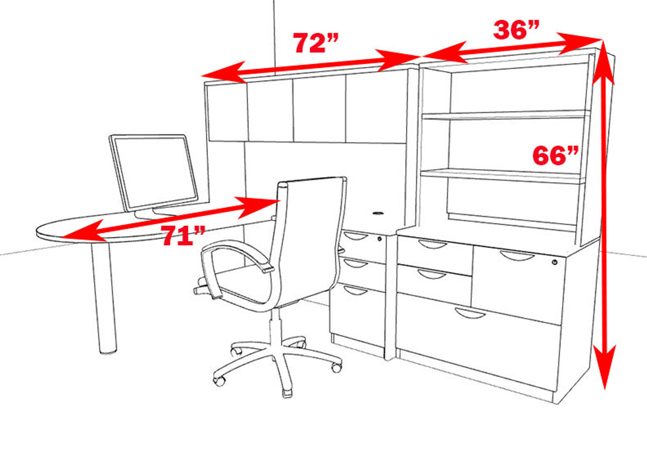 6pc L Shaped Modern Executive Office Desk, #OT-SUL-L27
