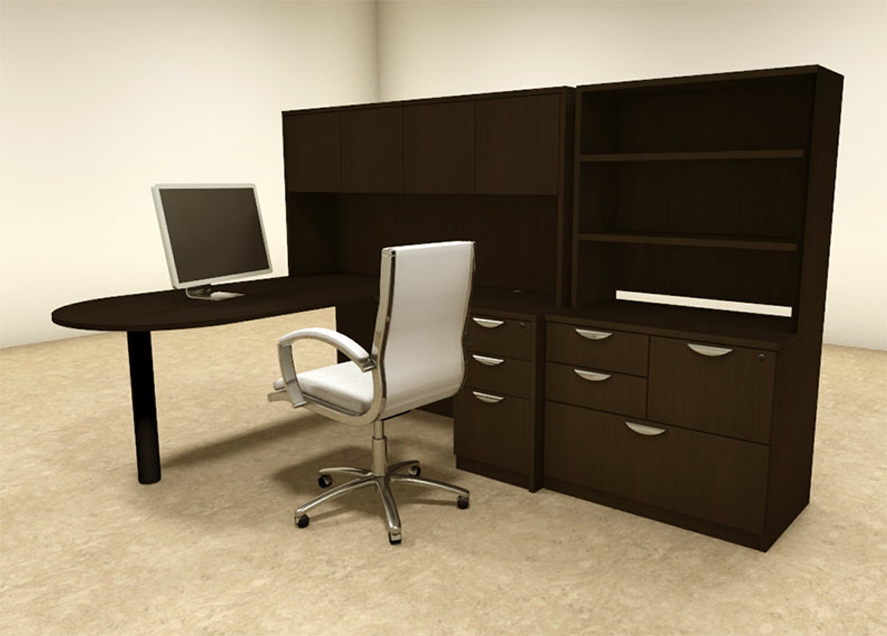 6pc L Shaped Modern Executive Office Desk, #OT-SUL-L28