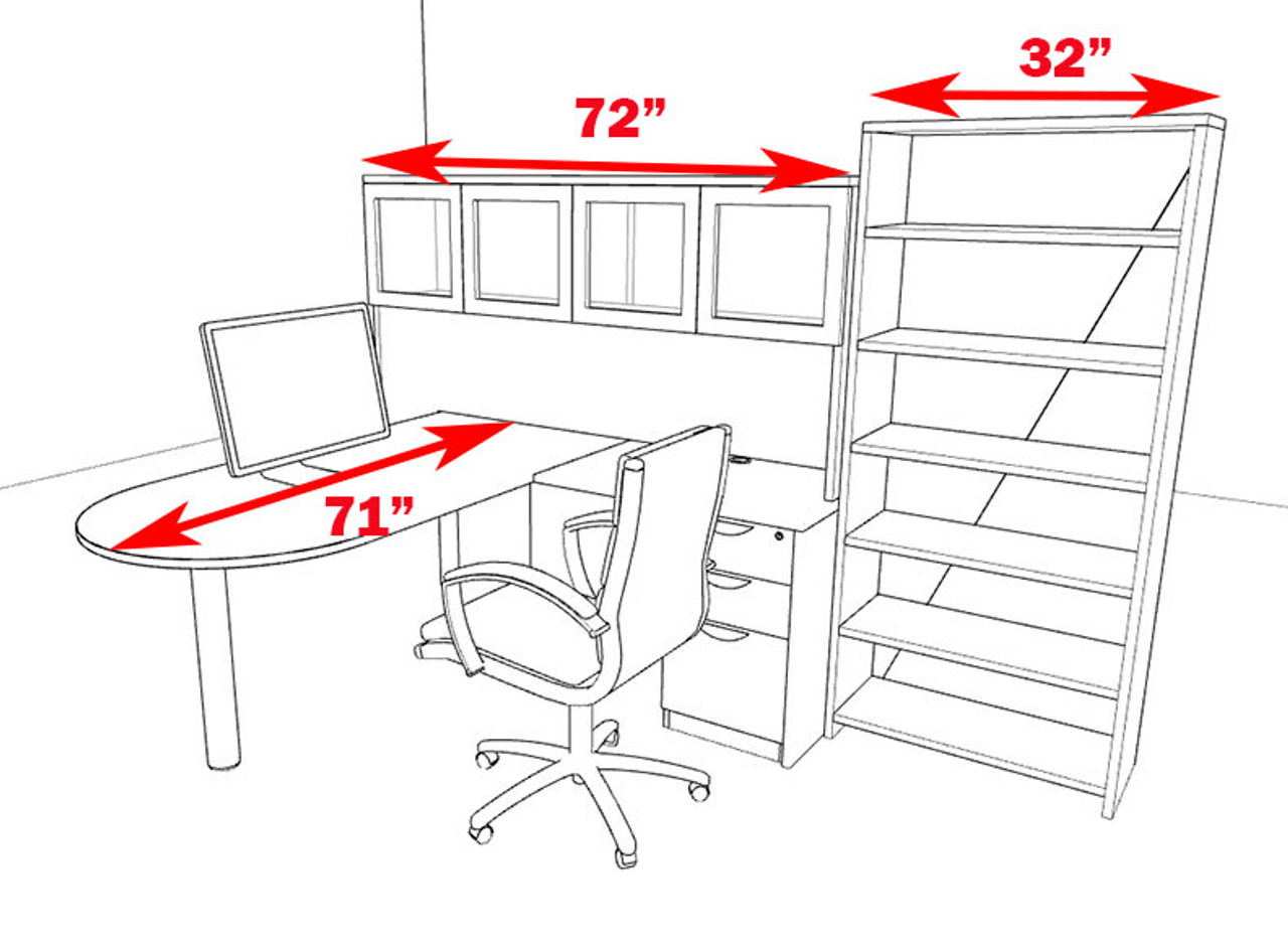 5pc L Shaped Modern Executive Office Desk, #OT-SUL-L38