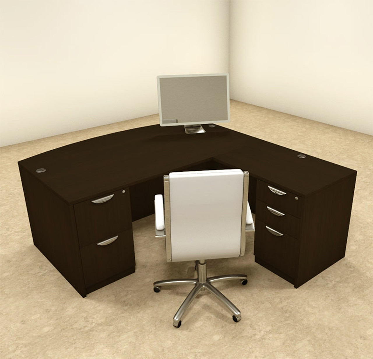 4pc L Shaped Modern Executive Office Desk, #OT-SUL-L4