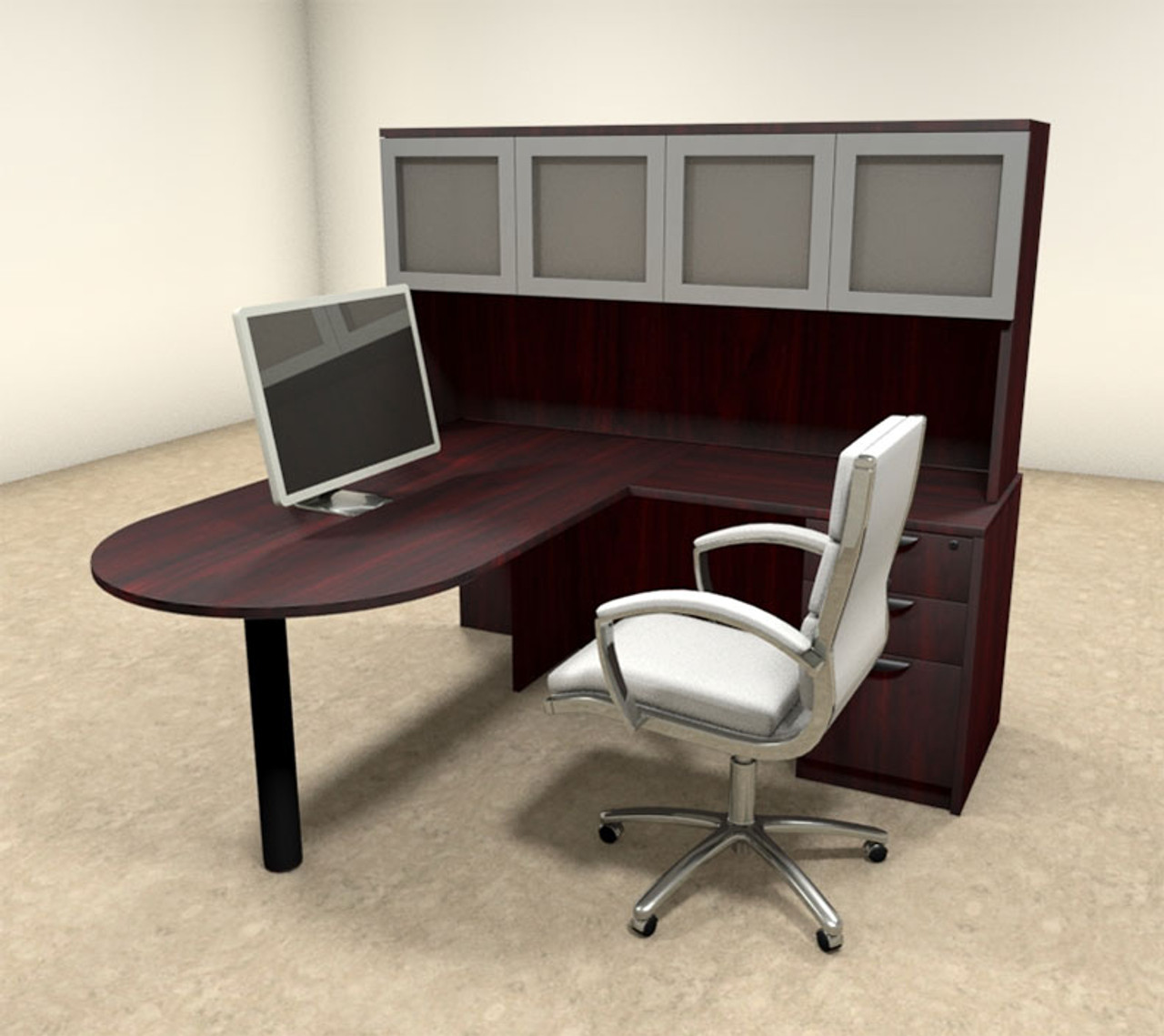 4pc L Shaped Modern Executive Office Desk, #OT-SUL-L43