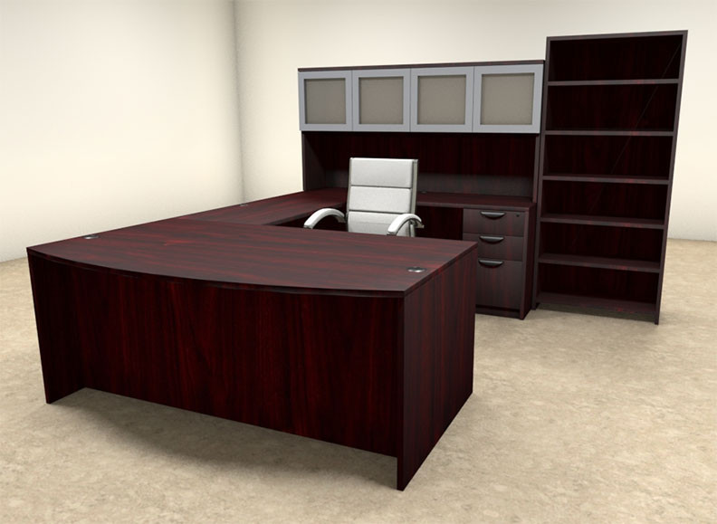 6pc U Shaped Modern Executive Office Desk, #OT-SUL-U43