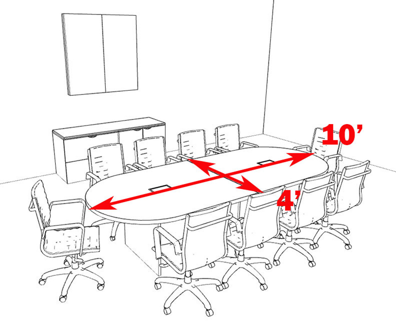 Modern Racetrack 10' Feet Conference Table, #OF-CON-C1
