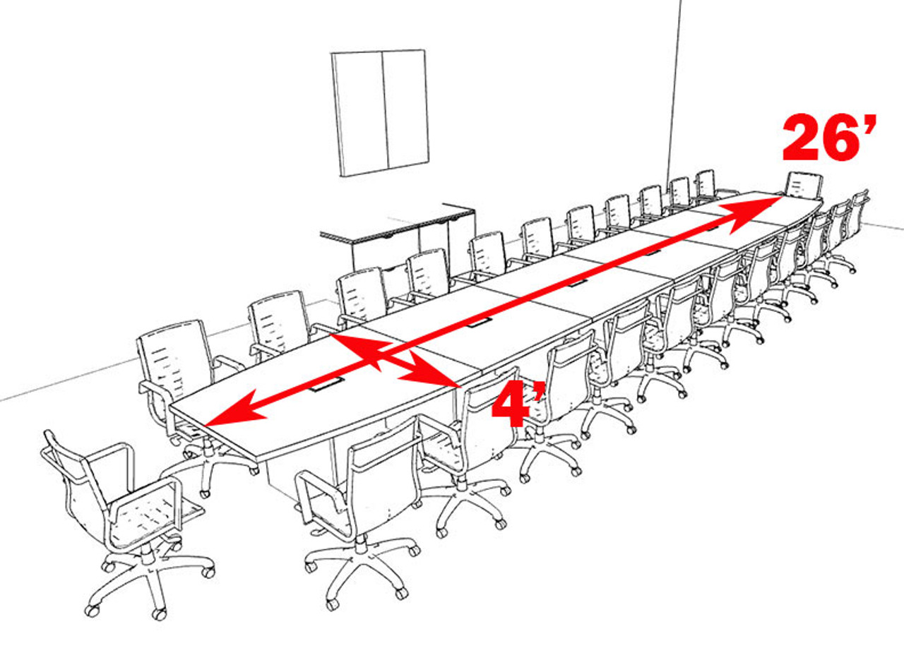 Modern Boat Shapedd 26' Feet Conference Table, #OF-CON-C100