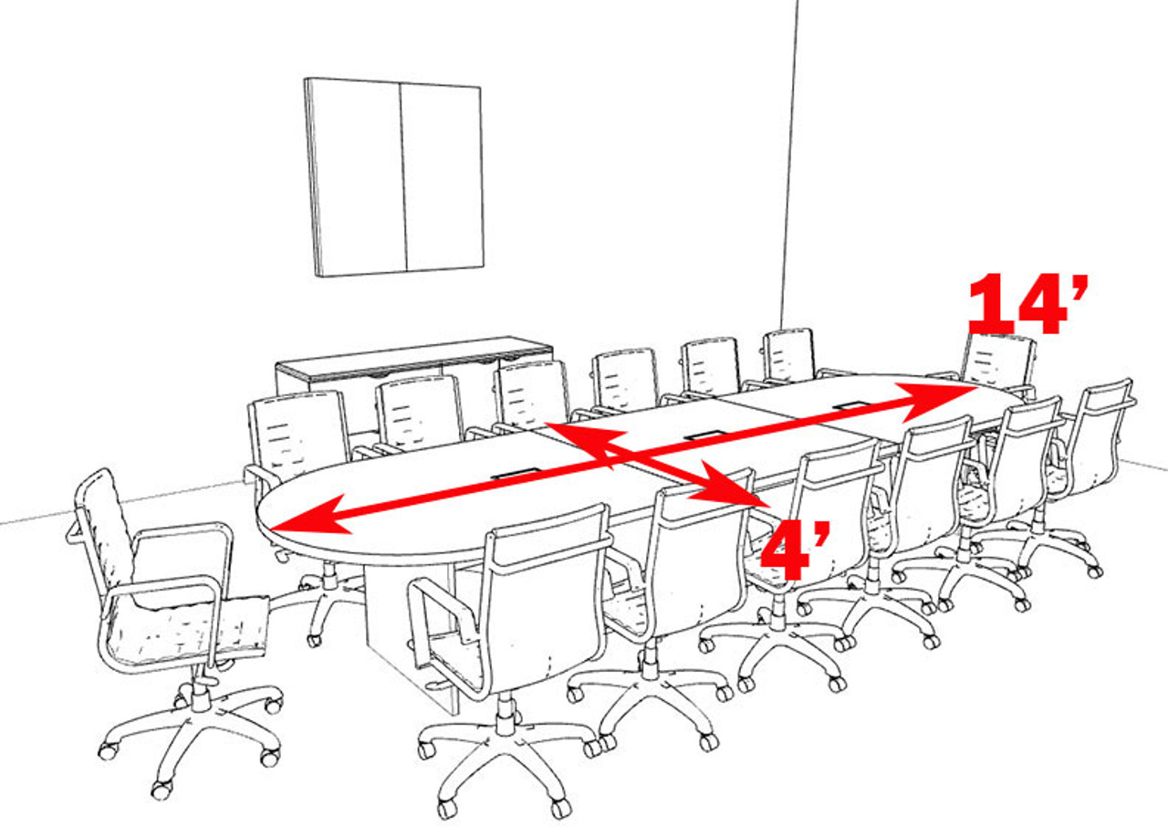 Modern Racetrack 14' Feet Conference Table, #OF-CON-C13