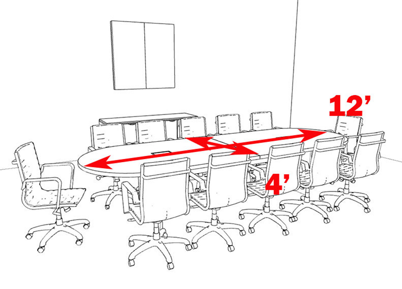 Modern Racetrack 12' Feet Conference Table, #OF-CON-C6