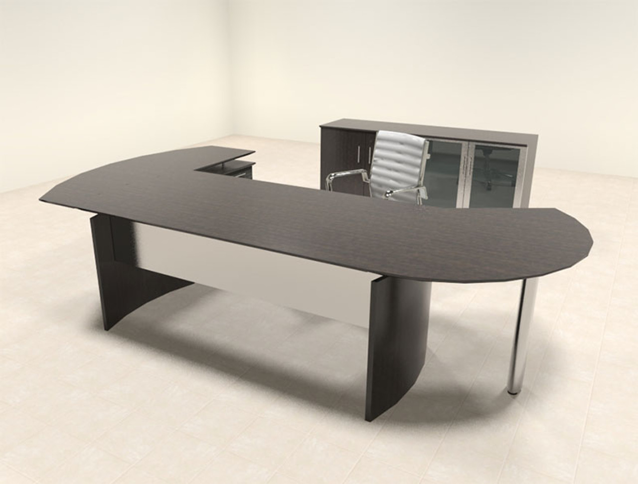 4pc Modern Contemporary L Shaped Executive Office Desk Set, #MT-MED-O12
