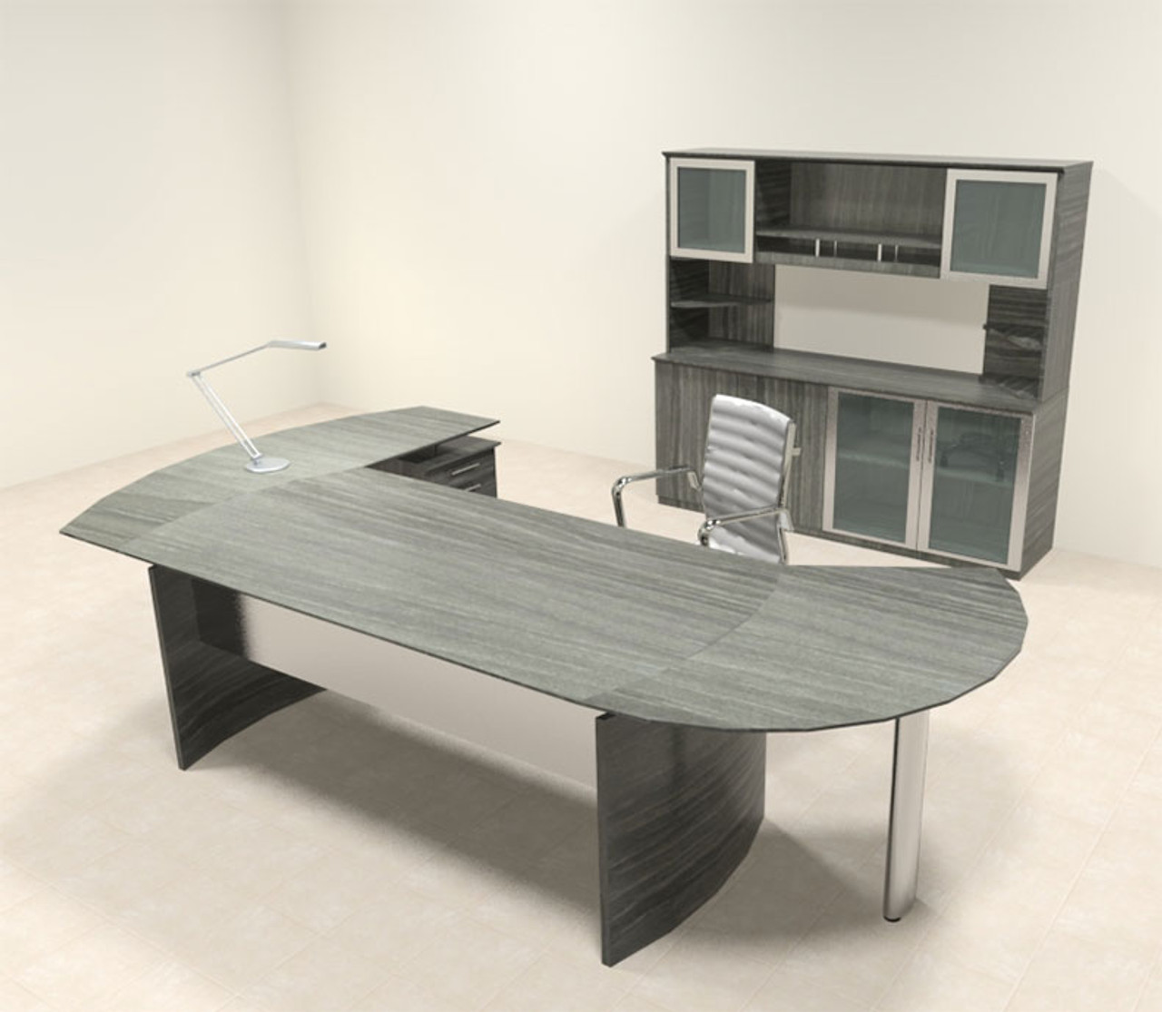 5pc Modern Contemporary L Shaped Executive Office Desk Set, #MT-MED-O16
