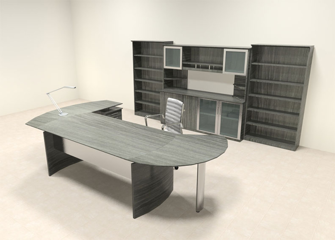 7pc Modern Contemporary L Shaped Executive Office Desk Set, #MT-MED-O19