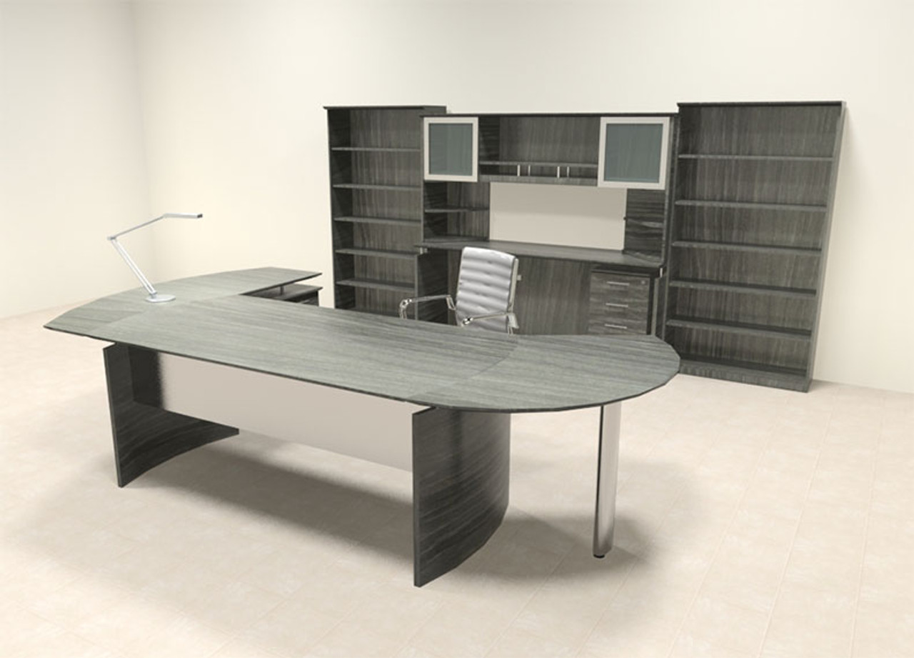 8pc Modern Contemporary L Shaped Executive Office Desk Set, #MT-MED-O25