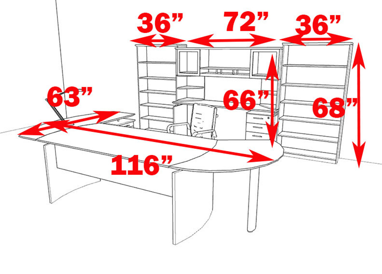 8pc Modern Contemporary L Shaped Executive Office Desk Set, #MT-MED-O25